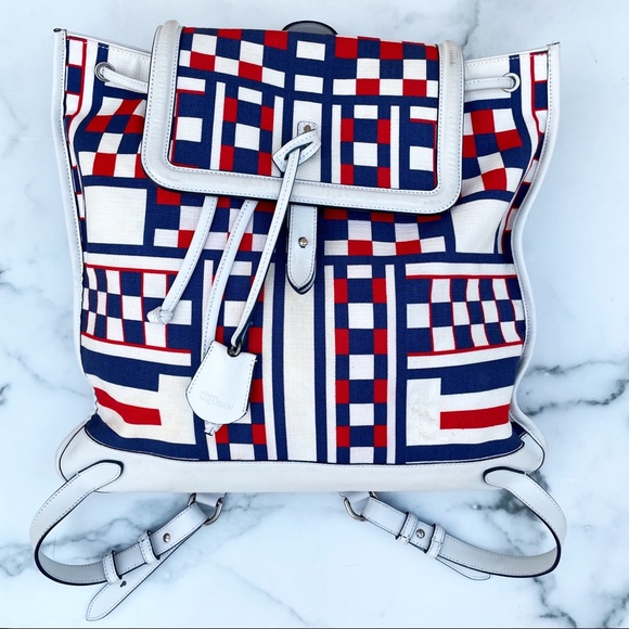 Alexander McQueen women’s unisex geometric print canvas and leather backpack main image 15
